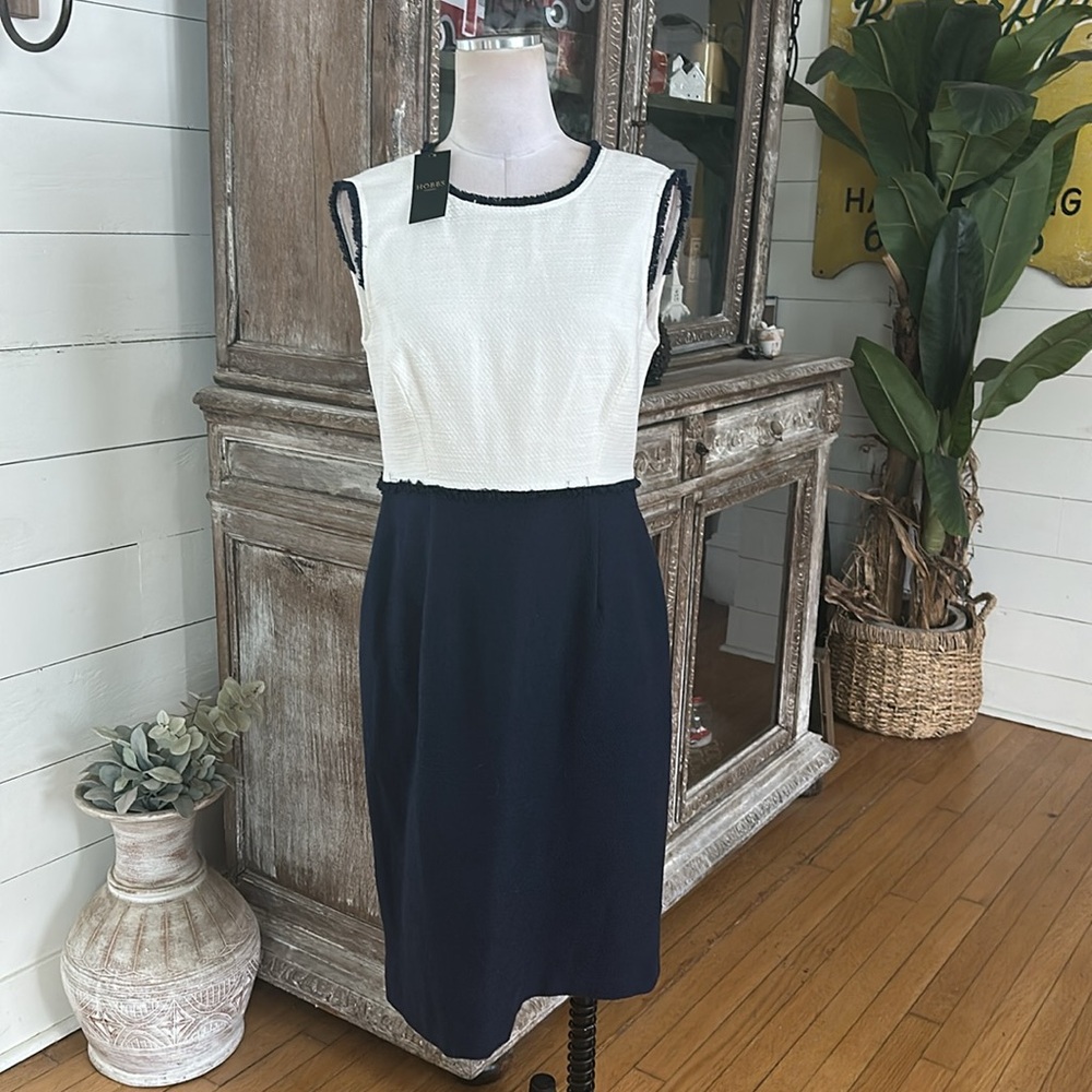 HOBBS LONDON ALICE DRESS NAVY IRVORY SLEEVELESS 8 NEW